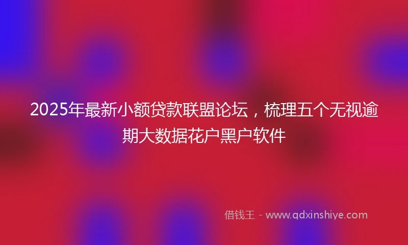 2025年最新小额贷款联盟论坛，梳理五个无视逾期大数据花户黑户软件