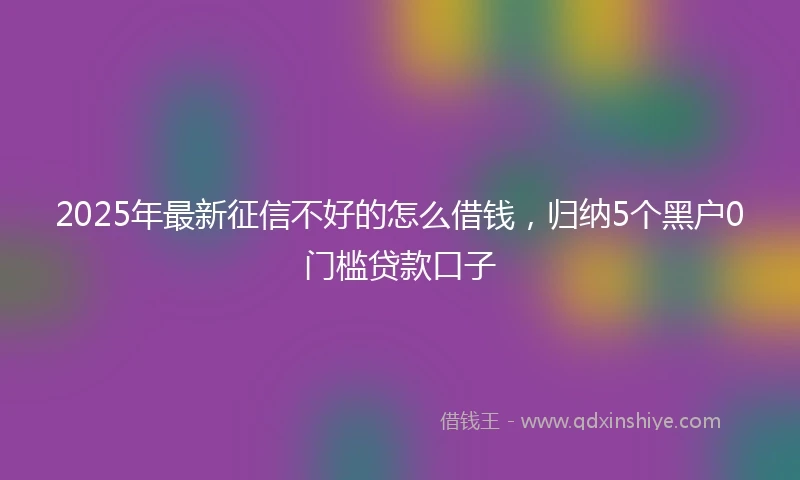 2025年最新征信不好的怎么借钱，归纳5个黑户0门槛贷款口子