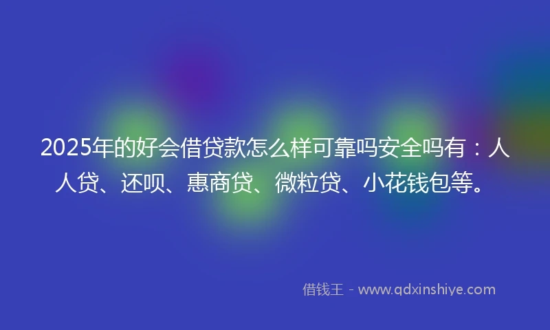 2025年的好会借贷款怎么样可靠吗安全吗有：人人贷、还呗、惠商贷、微粒贷、小花钱包等。