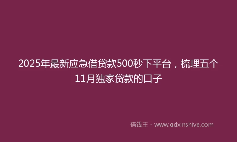 2025年最新应急借贷款500秒下平台，梳理五个11月独家贷款的口子
