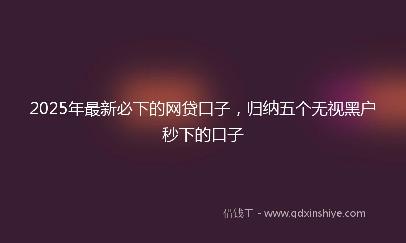 2025年最新必下的网贷口子，归纳五个无视黑户秒下的口子