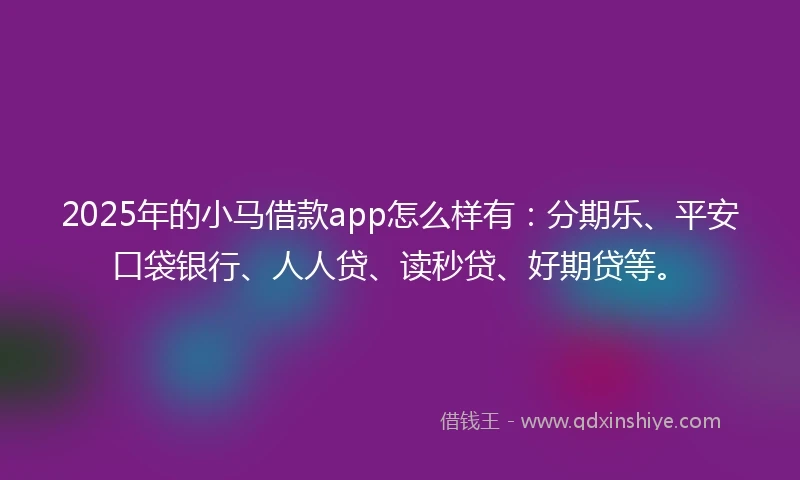 2025年的小马借款app怎么样有：分期乐、平安口袋银行、人人贷、读秒贷、好期贷等。