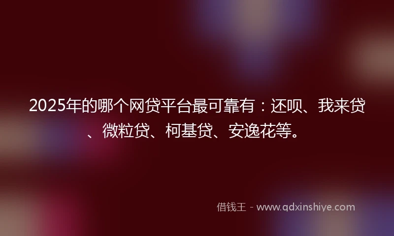 2025年的哪个网贷平台最可靠有：还呗、我来贷、微粒贷、柯基贷、安逸花等。