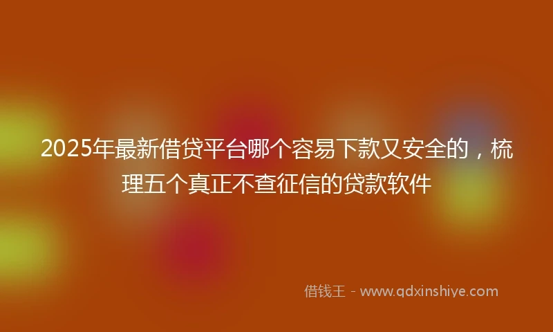 2025年最新借贷平台哪个容易下款又安全的，梳理五个真正不查征信的贷款软件