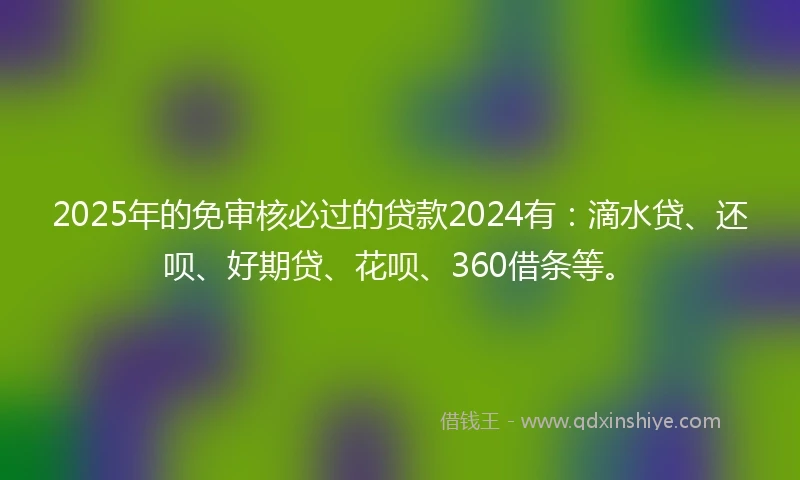 2025年的免审核必过的贷款2024有：滴水贷、还呗、好期贷、花呗、360借条等。