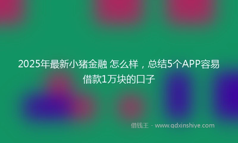 2025年最新小猪金融 怎么样，总结5个APP容易借款1万块的口子