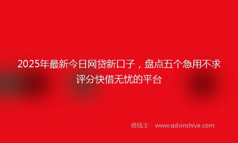 2025年最新今日网贷新口子，盘点五个急用不求评分快借无忧的平台