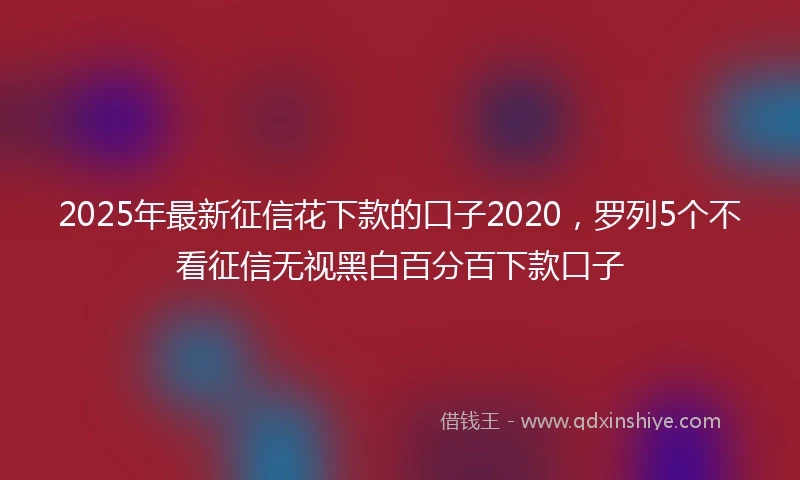 2025年最新征信花下款的口子2020，罗列5个不看征信无视黑白百分百下款口子