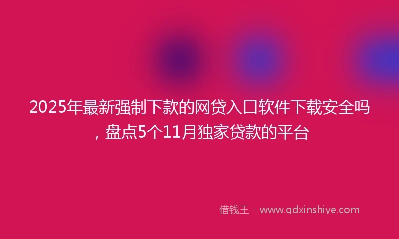 2025年最新强制下款的网贷入口软件下载安全吗，盘点5个11月独家贷款的平台