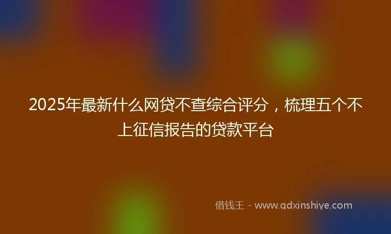 2025年最新什么网贷不查综合评分，梳理五个不上征信报告的贷款平台