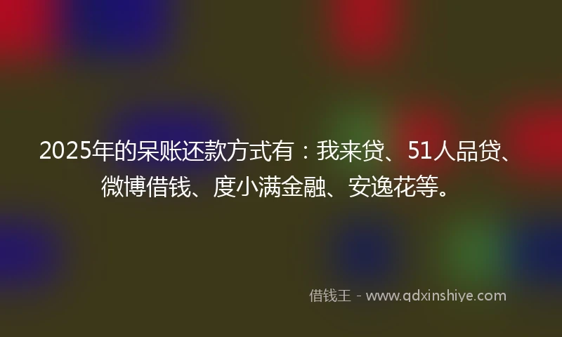 2025年的呆账还款方式有：我来贷、51人品贷、微博借钱、度小满金融、安逸花等。