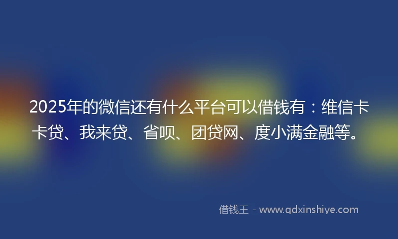 2025年的微信还有什么平台可以借钱有：维信卡卡贷、我来贷、省呗、团贷网、度小满金融等。