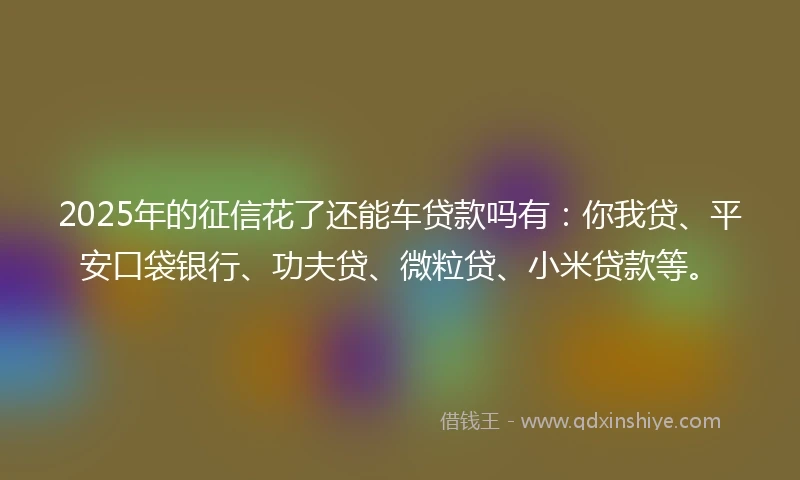 2025年的征信花了还能车贷款吗有：你我贷、平安口袋银行、功夫贷、微粒贷、小米贷款等。