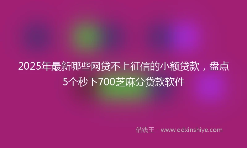 2025年最新哪些网贷不上征信的小额贷款，盘点5个秒下700芝麻分贷款软件