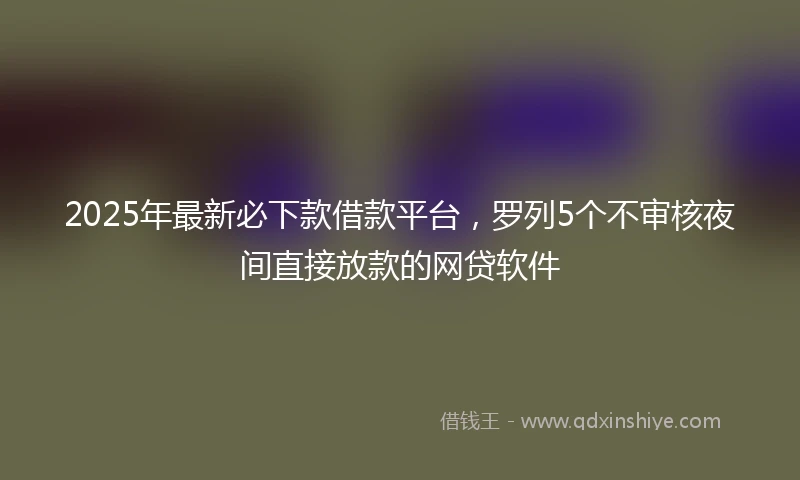2025年最新必下款借款平台，罗列5个不审核夜间直接放款的网贷软件