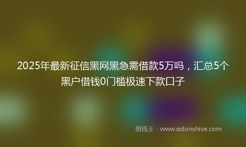 2025年最新征信黑网黑急需借款5万吗，汇总5个黑户借钱0门槛极速下款口子