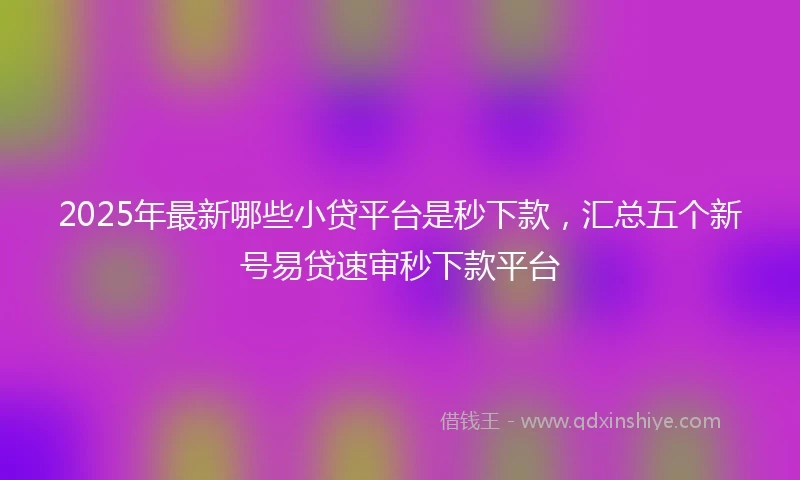 2025年最新哪些小贷平台是秒下款，汇总五个新号易贷速审秒下款平台