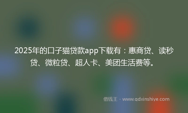 2025年的口子猫贷款app下载有：惠商贷、读秒贷、微粒贷、超人卡、美团生活费等。