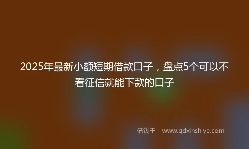 2025年最新小额短期借款口子，盘点5个可以不看征信就能下款的口子