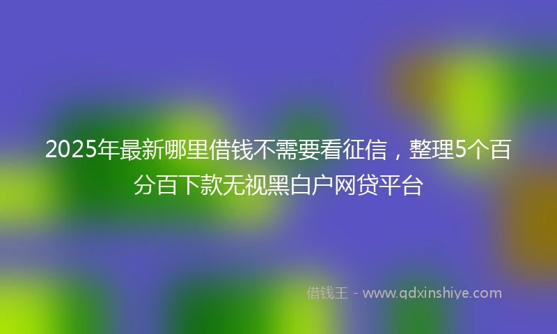 2025年最新哪里借钱不需要看征信，整理5个百分百下款无视黑白户网贷平台