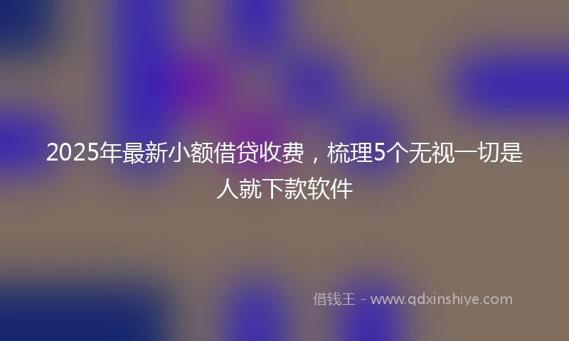 2025年最新小额借贷收费，梳理5个无视一切是人就下款软件