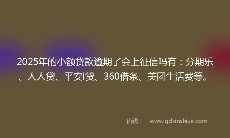 2025年的小额贷款逾期了会上征信吗有：分期乐、人人贷、平安i贷、360借条、美团生活费等。