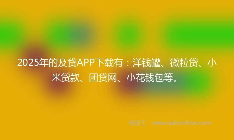 2025年的及贷APP下载有：洋钱罐、微粒贷、小米贷款、团贷网、小花钱包等。