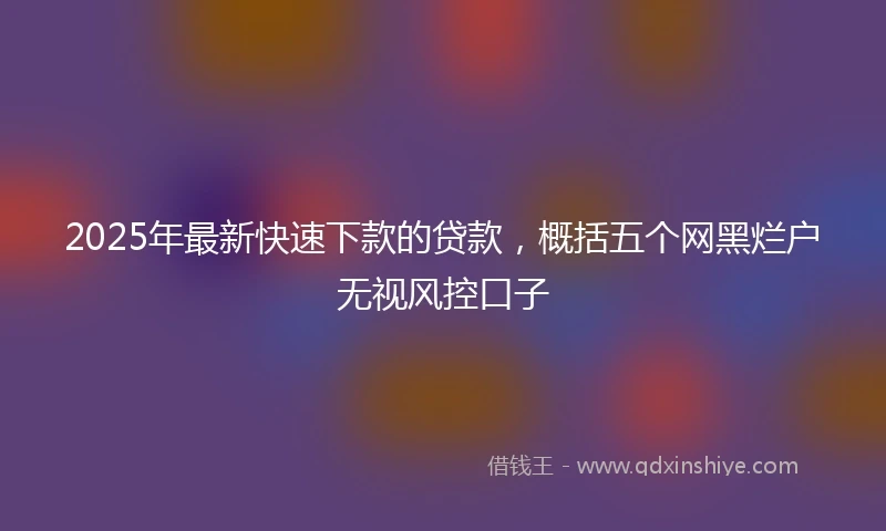 2025年最新快速下款的贷款，概括五个网黑烂户无视风控口子