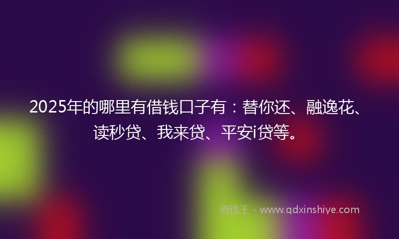 2025年的哪里有借钱口子有：替你还、融逸花、读秒贷、我来贷、平安i贷等。