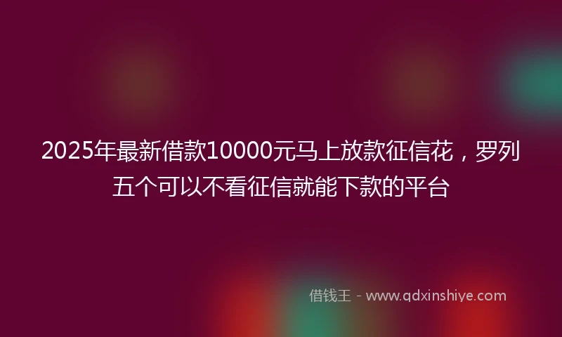 2025年最新借款10000元马上放款征信花，罗列五个可以不看征信就能下款的平台