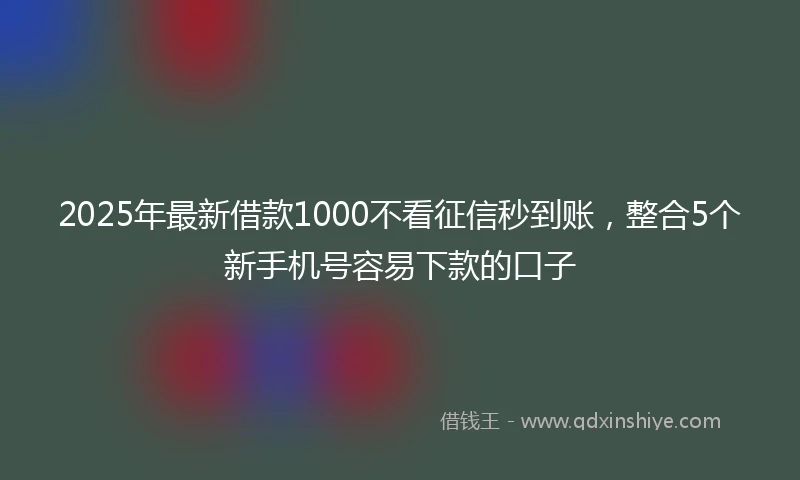 2025年最新借款1000不看征信秒到账，整合5个新手机号容易下款的口子