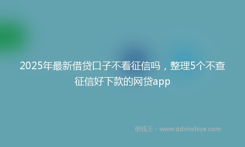 2025年最新借贷口子不看征信吗，整理5个不查征信好下款的网贷app