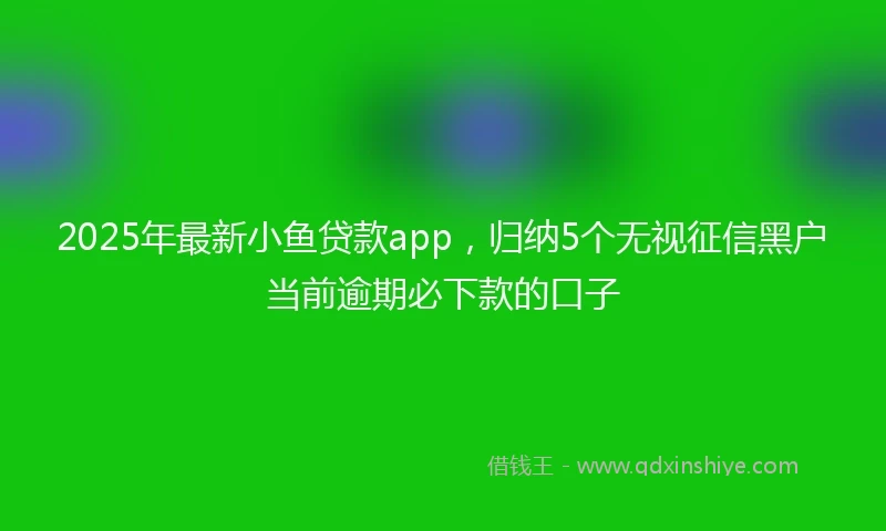 2025年最新小鱼贷款app，归纳5个无视征信黑户当前逾期必下款的口子