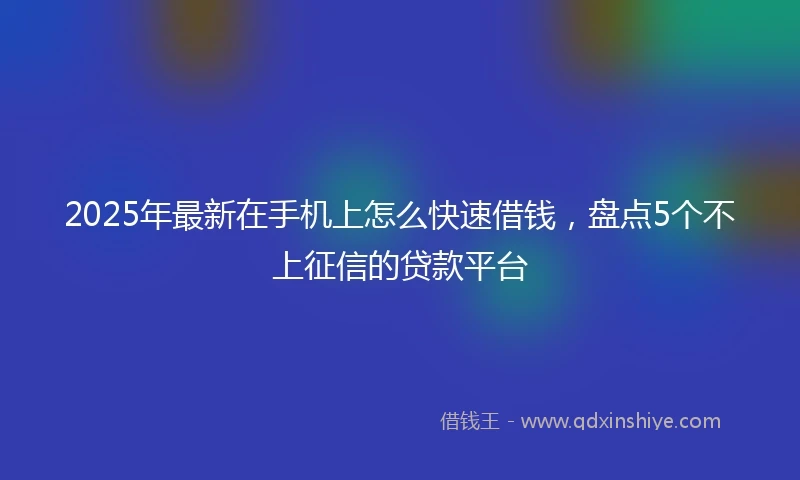 2025年最新在手机上怎么快速借钱，盘点5个不上征信的贷款平台