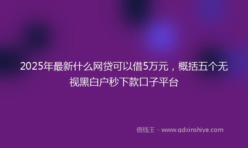 2025年最新什么网贷可以借5万元，概括五个无视黑白户秒下款口子平台