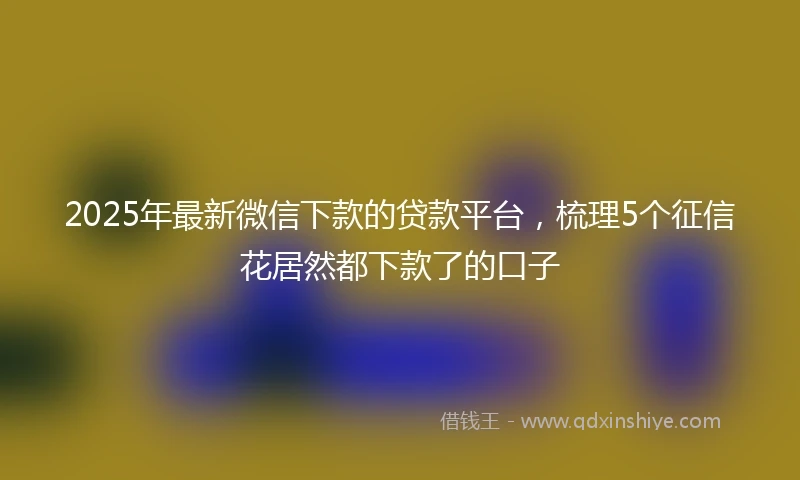 2025年最新微信下款的贷款平台，梳理5个征信花居然都下款了的口子