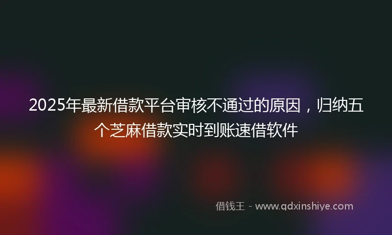 2025年最新借款平台审核不通过的原因，归纳五个芝麻借款实时到账速借软件