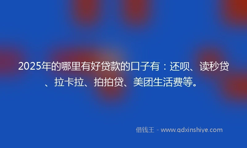 2025年的哪里有好贷款的口子有：还呗、读秒贷、拉卡拉、拍拍贷、美团生活费等。