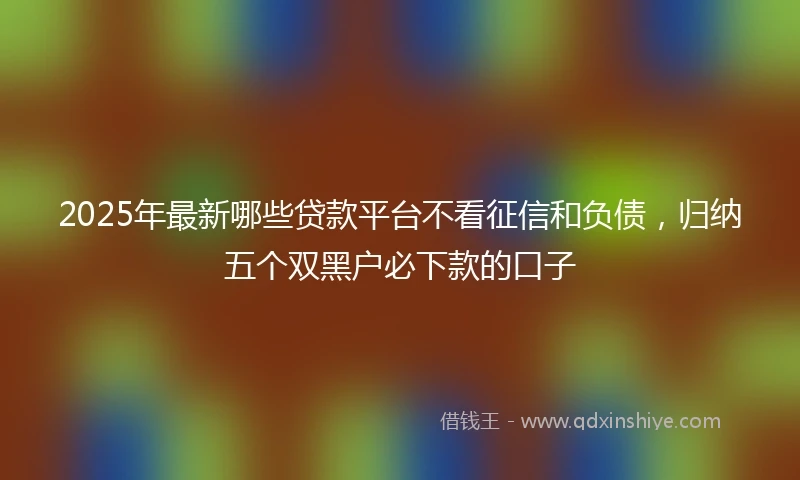 2025年最新哪些贷款平台不看征信和负债，归纳五个双黑户必下款的口子