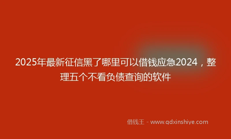 2025年最新征信黑了哪里可以借钱应急2024，整理五个不看负债查询的软件