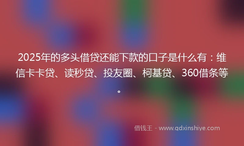 2025年的多头借贷还能下款的口子是什么有：维信卡卡贷、读秒贷、投友圈、柯基贷、360借条等。
