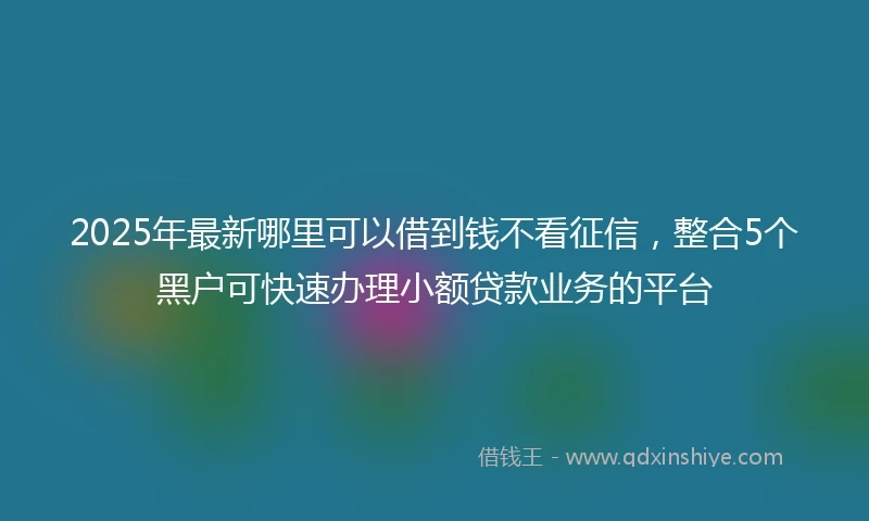 2025年最新哪里可以借到钱不看征信，整合5个黑户可快速办理小额贷款业务的平台