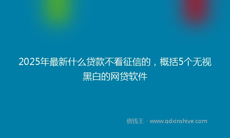 2025年最新什么贷款不看征信的，概括5个无视黑白的网贷软件