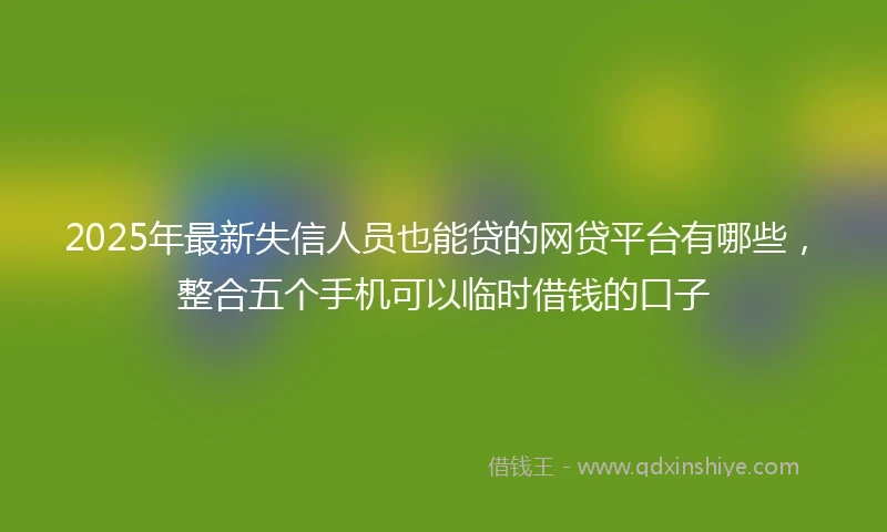 2025年最新失信人员也能贷的网贷平台有哪些，整合五个手机可以临时借钱的口子