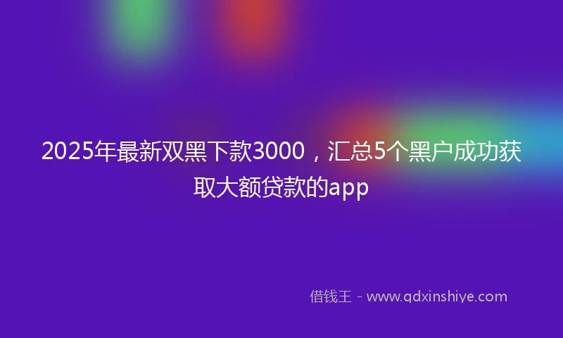 2025年最新双黑下款3000，汇总5个黑户成功获取大额贷款的app