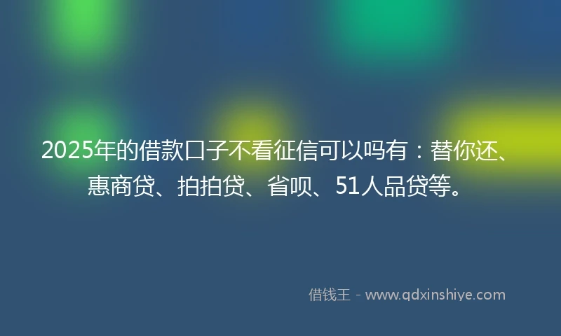 2025年的借款口子不看征信可以吗有：替你还、惠商贷、拍拍贷、省呗、51人品贷等。