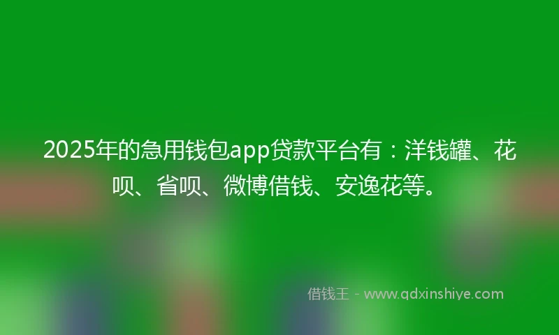 2025年的急用钱包app贷款平台有：洋钱罐、花呗、省呗、微博借钱、安逸花等。