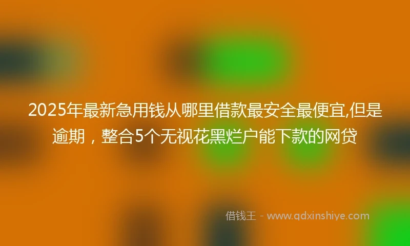 2025年最新急用钱从哪里借款最安全最便宜,但是逾期，整合5个无视花黑烂户能下款的网贷