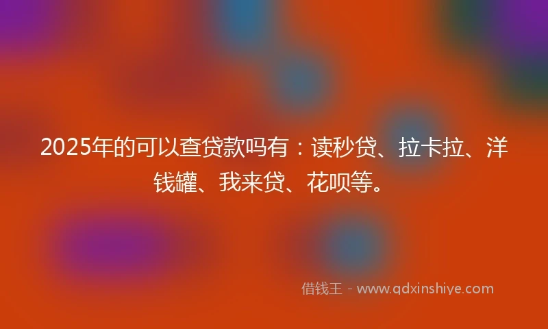 2025年的可以查贷款吗有：读秒贷、拉卡拉、洋钱罐、我来贷、花呗等。