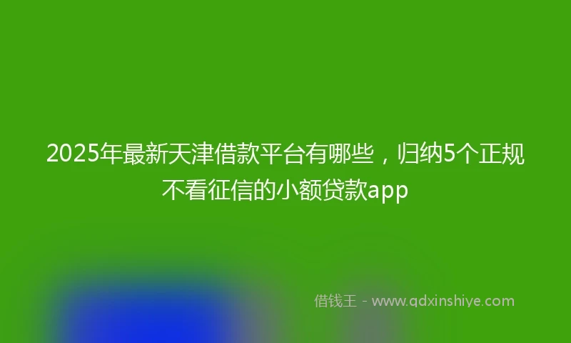 2025年最新天津借款平台有哪些，归纳5个正规不看征信的小额贷款app